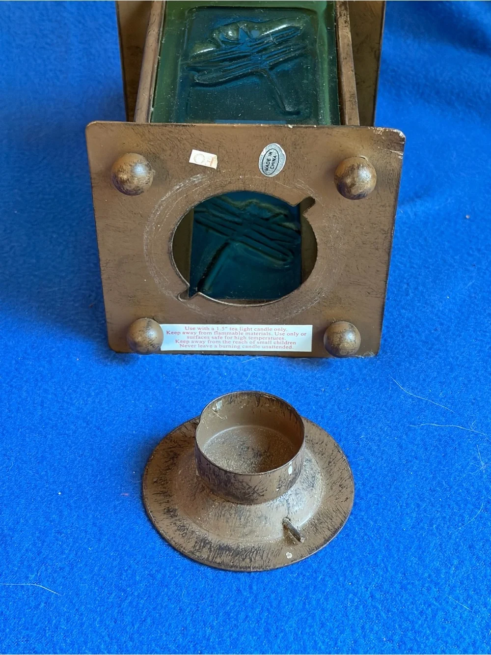 Rustic Bronze Dragonfly Glass Panel Lantern Rare Find- Unbranded vintage